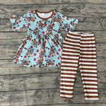 GSPO0389 Cartoon Toy Brown Blue Stripe Girl's Set