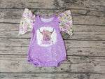 SR0118 Fashion Cow Flower Purple Baby Girl's Romper