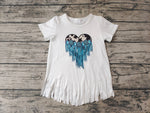 GT0137 Western Love White Tassel Short Sleeves Girl's Shirt