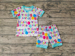 BSSO0180 Happy Birthday Sky Blue Boy's Shorts Set