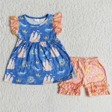 SALE B9-21 Castle Pink Girl Shorts Set