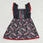 SALE C15-17 Fire truck Flag Red Girl's Dress