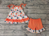 SALE GSSO0194 Flower Orange Ruffles Girl's Shorts Set