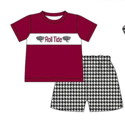 MOQ 5 pcs Custom Style Roll Tide Boy Shorts Set