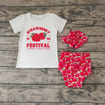 GBO0097 Strawberry Festival Red Baby Girl's Bummie Set