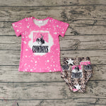 GBO0084 COWBOYS Star Pink Girl's Bummie Set