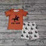 BSSO0189 YEE HAW horse riding Boy's Shorts Set