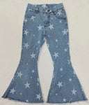 P0108 Blue Star Denim Flared Girl's Pants Jeans