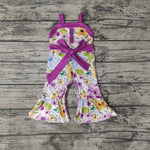 SR0301 Flower Floral Purple Girl's Jumpsuit