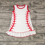 GSD0295 Softball Red White Sleeveless Girl's Dress