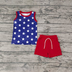 BSSO0220 National day Star Blue Red Boy's Shorts Set