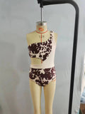 S0129 Summer Western Cow Brown Girl's Swimsuit Onesie