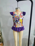 S0041 Cartoon Colorful Tiger Purple Girl's Swimsuit