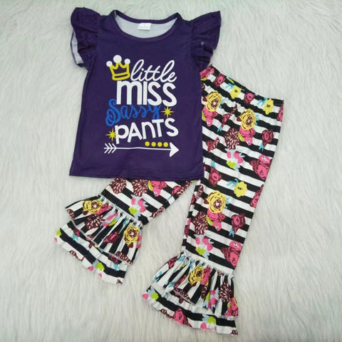 Promotion C11-10 little miss sassy pants purple stripe set