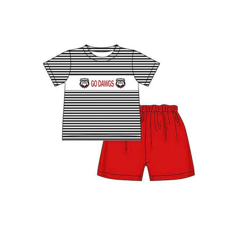 MOQ 8 pcs Custom Style GO DAWGS Boy Shorts Set