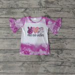 GT0161 Peace Love Unicorn Purple Short Sleeves Girl's Shirt