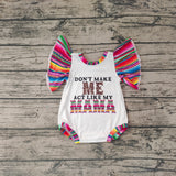 SR0361 Don't make me act like my mama Western Baby Girl's Romper