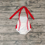 SR0327 Baseball White Red Cute Baby Boy's Romper