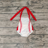 SR0327 Baseball White Red Cute Baby Boy's Romper