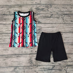 BSSO0216 Western Stripe Sleeveless Boy's Shorts Set