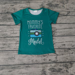 GT0162 Mommy's Favorite Model Green Short Sleeves Girl's Shirt