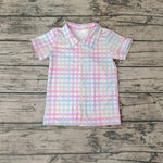 BT0215 Colorful Plaid Short Sleeves Buttons Boy's Shirt