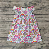 SALE GSD0324 Rainbow Sun Smiley face Plaid Girl's Dress