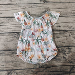 SR0254 Ocean Car Flower Baby Bubble Girl's Romper