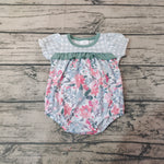 SR0345 Summer Mint Flower Cute Baby Girl's Romper