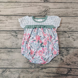 SR0345 Summer Mint Flower Cute Baby Girl's Romper