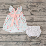 GBO0115 Flower Pink Floral Baby Girl's Bummie Set