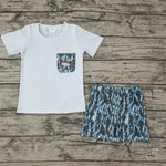 BSSO0205 Mallard Duck Camo Pocket White Boy's Shorts Set