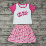 GSD0294 Barbie Hot Pink Crop Top Skirt Girl's Set