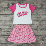 GSD0294 Barbie Hot Pink Crop Top Skirt Girl's Set