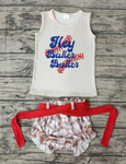 GBO0123 Hey Batter Baseball Baby Girl's Bummie Set