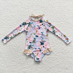 S0085 Summer Flower Girl's Swimsuit Onesie