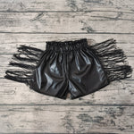 SS0094 Leather Black Tassel Girl Shorts