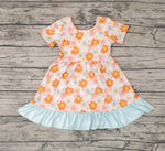 GSD0331 Boutique Ruffle Flower Blue Girl's Dress