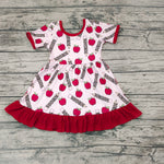 GSD0314 Back To School Apple Pancil Red Girl's Dress