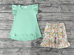 GSSO0297 Flower Mint Green Girl's Shorts Set