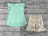 GSSO0297 Flower Mint Green Girl's Shorts Set