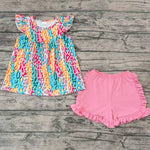 GSSO0311 Leopard Pink Girl's Shorts Set