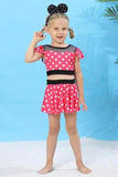 S0147 Cartoon Dots Pink Cute Girl's Swimsuit