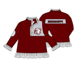 MOQ 5 pcs Custom Style MISSISSIPPI Print Pullover Ziper Shirt Top Girl