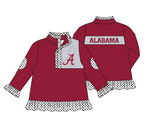 MOQ 3 pcs Custom Style ALABAMA Print Pullover Ziper Shirt Top Girl