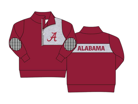 MOQ 3 pcs Custom Style ALABAMA Print Pullover Ziper Shirt Top Boy