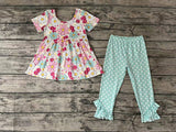 GSPO0618 Flower Mint Dots Girl's Set