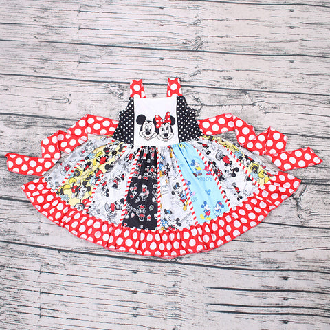 Boutique Cartoon Red Dots mouse Twirl Girl's Dress