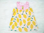 Lemon pink plaid dress with buttons