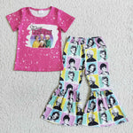 SALE E4-13 Singer Stay golden pink short sleeve pants Girl's set